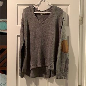 Grey sweater with elbow patch detail